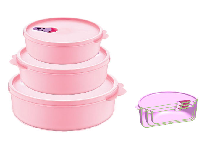 YourHome - 3'lü Yuvarlak Saklama Kutusu (550ml-800ml-1400ml)